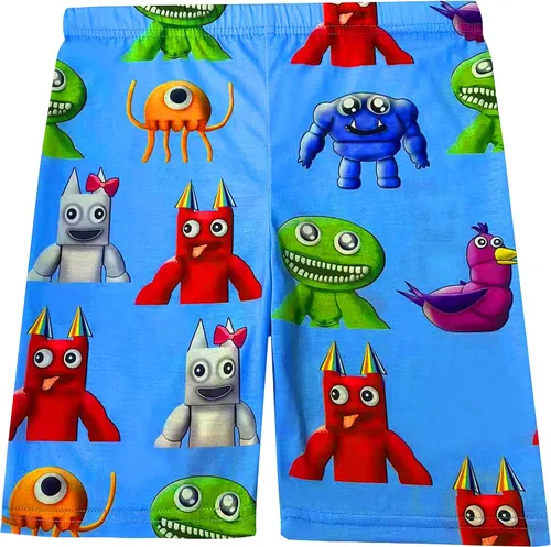 Vista 3 de MOTHAF Garten of Banban - Conjunto de camisa para niños y niñas, monstruo de terror, jush, pantalones de camiseta para niños, 2 piezas, manga corta
