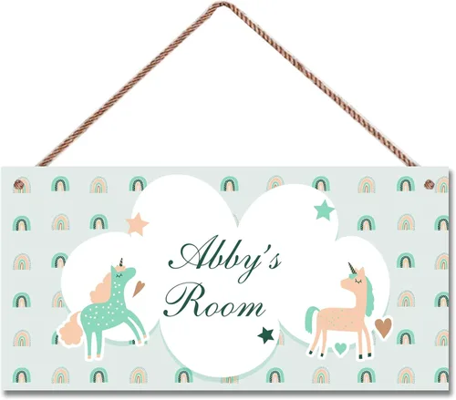 Vista 13 de Letrero personalizado, letrero mágico de unicornio, unicornio arcoíris para habitación de niños, decoración de pared con nombre personalizado