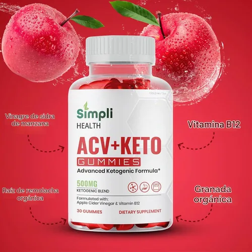 Vista 2 de Paquete de 3 gomitas Simpli Health ACV Keto, máxima fuerza