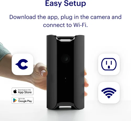 Vista 5 de Cámara de seguridad Canary View para interiores 1080p HD con lente gran angular Monitoreo de alerta activado por movimiento. Alexa, iOS, Android