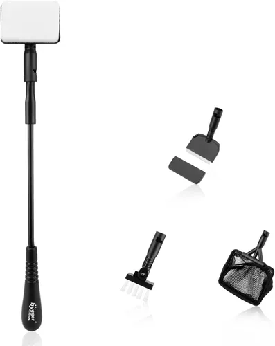 Vista 7 de hygger Limpiador de peceras pequeñas, kit de herramientas de limpieza de acuario con asa, raspador de algas marinas, red de pesca, cepillo