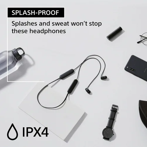 Vista 5 de Sony WI-C100 - Auriculares inalámbricos Bluetooth con micrófono integrado, color negro, (paquete de 2)