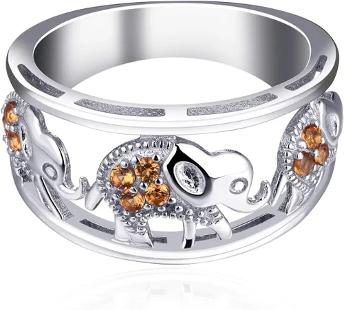 Vista 2 de JO WISDOM Anillo de elefante de plata de ley 925 con circonita cúbica