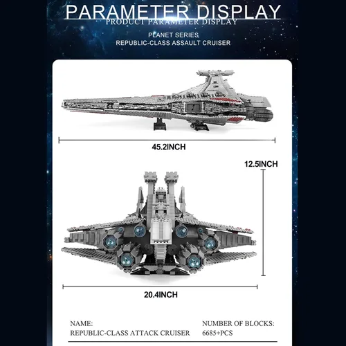 Vista 7 de Mould King Modelo de destructor estelar 21005, juguete de construcción Venator-Class Republic Attack Cruiser, 6685+piezas de regalo