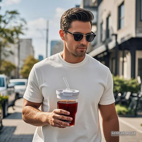 Vista 5 de BLUEPOLAR Vasos de vidrio con tapas y popotes, vasos reutilizables de 16 onzas para café helado y botellas de jugo, vasos de preparación fría