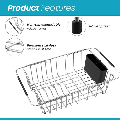Vista 7 de KESOL - Escurridor de platos compacto expandible sobre el fregadero, pequeño estante de cocina