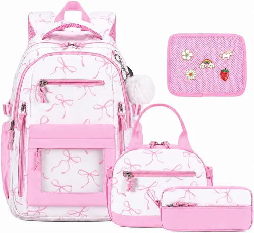Vista 19 de 4PCS Girls Backpack Pin Display Ita Bag with Lunch Box B-negro Bloom