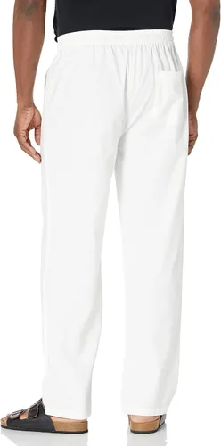 Vista 2 de Youhan Pantalones de lino de algodón con cintura elástica ajustada para hombre con cordón
