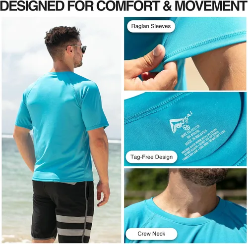 Vista 3 de Kanu Surf Camiseta de natación de manga corta UPF 50 para hombre (tallas regulares y extendidas)