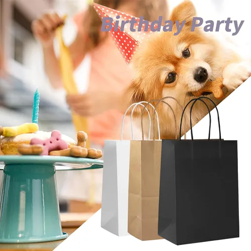 Vista 5 de COGLARING Bolsas de regalo negras con asas, paquete de 100 unidades de 13 x 7 x 14 pulgadas para compras, venta al por menor, embalaje de mercancía