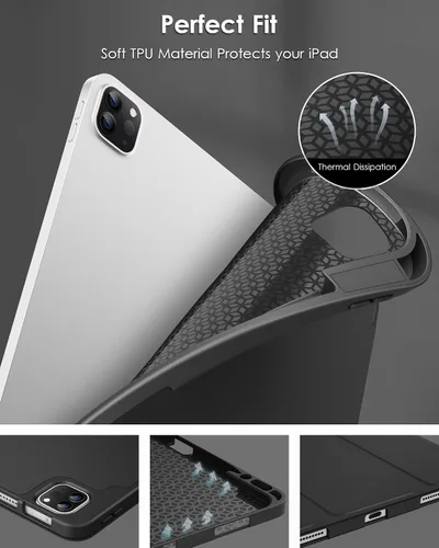 Vista 5 de DTTO Funda para iPad Air de 13 pulgadas M3/M2 2025/2024, iPad Pro de 12.9 pulgadas (6ª/5ª/4ª/3ª generación), funda suave con soporte triple delgado