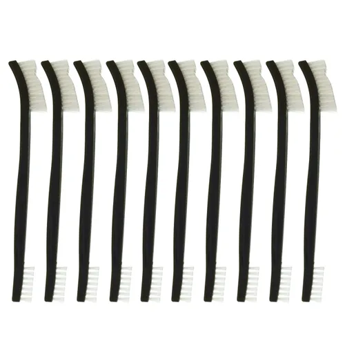 Vista 13 de Paquete de 10 cepillos de limpieza multiusos de doble punta para pistolas de 7 pulgadas, cepillos de cerdas de nailon de acero y latón (5 tipos)