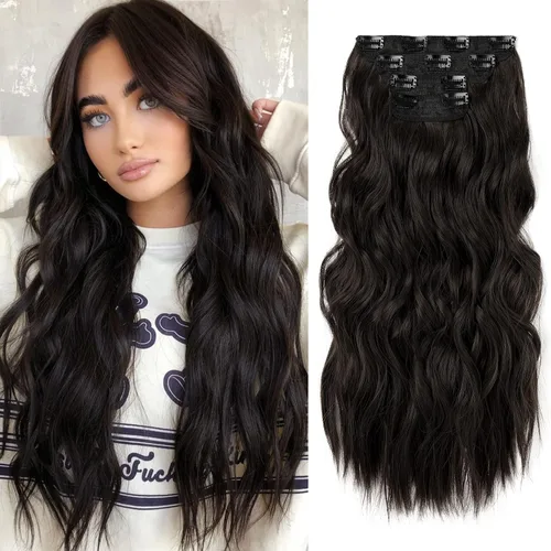 Vista 17 de REECHO Extensiones de cabello, 4 piezas, extensiones de cabello con clip HE001, extensiones de cabello sintéticas naturales y suaves para mujer