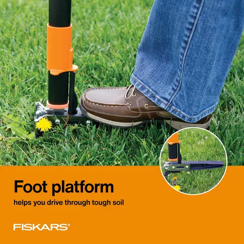 Vista 5 de Fiskars Herramienta de desmalezado de pie con 3 garras, desmalezador de jardín, herramienta de deshierba manual con mango ergonómico de 39" de largo