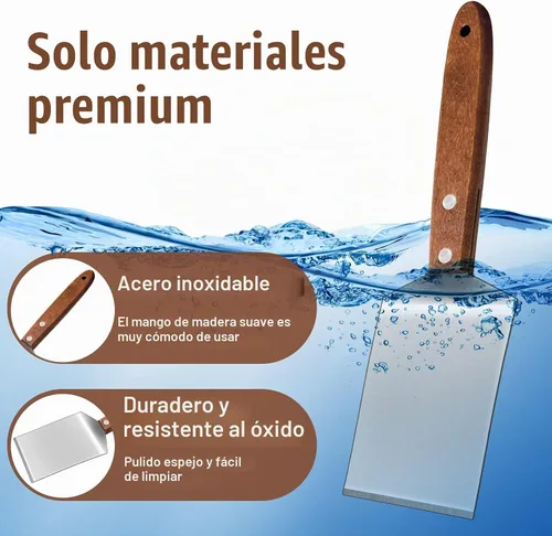 Vista 3 de 4 espátulas pequeñas para galletas de brownie, espátula de metal de acero inoxidable con mango de madera para postres, cortar y servir postres