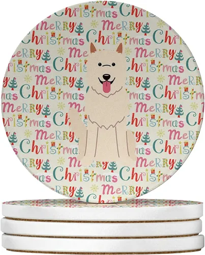 Vista 188 de Abyssinian Sand Terrier Merry Christmas - Posavasos grandes de piedra arenisca (4 unidades)