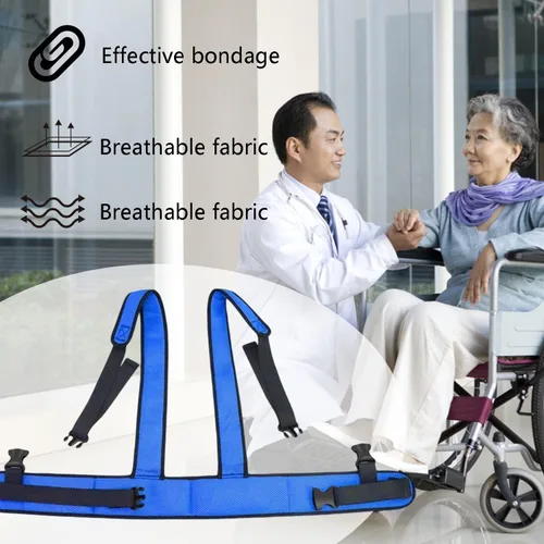 Vista 5 de Cinturón de seguridad para silla de ruedas con correa ajustable para el hombro, cinturón de sujeción médica, restricciones de cama para silla