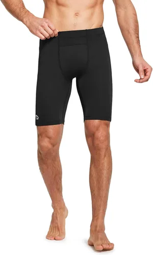 Vista 2 de BALEAF Pantalones cortos de compresión para hombre con bolsillos, gimnasio, yoga, bicicleta, ropa
