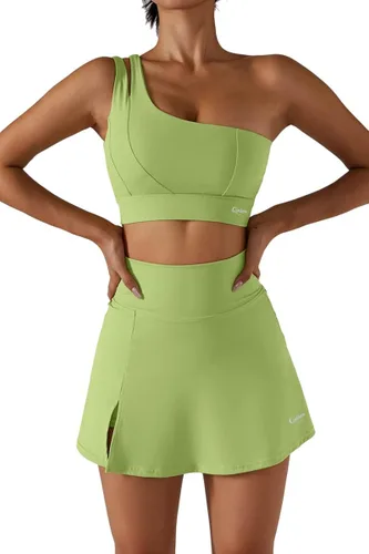 Vista 4 de QINSEN Faldas de tenis elásticas de cintura alta para mujer pantalones deportivos para correr entrenamiento ropa deportiva