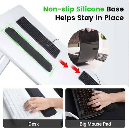 Vista 5 de MEKASS Reposamuñecas para teclado para teclado compacto del 60%, soporte ergonómico de espuma viscoelástica suave para muñeca con base