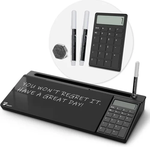 Vista 10 de TOWON Pizarra blanca pequeña y compacta de vidrio con almacenamiento, pizarra de borrado en seco de 12 x 7 pulgadas para escritorio, oficina