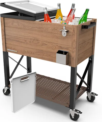 Vista 13 de Permasteel 80 Quart Party Cooler, Rolling Ice Chest with Wheels and Handles for Indoor Outdoor Patio
