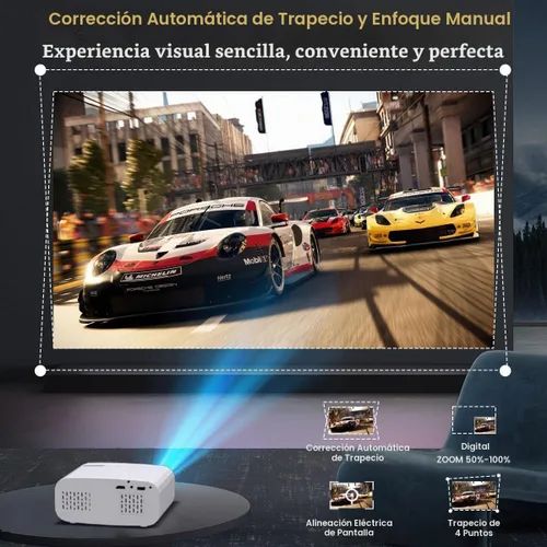 Vista 5 de Mini proyector inteligente, proyector portátil 1080P 4K