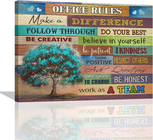 Vista 13 de At In This Office - Arte de pared inspirador para oficina, citas motivacionales, imágenes, lienzo, arte de pared con texto en inglés, We Are A Team