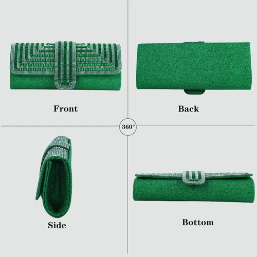 Vista 2 de ELDA Bolsos de mano para mujer, bolsos de noche brillantes formales para fiesta, diamantes de imitación, boda, cóctel, baile de graduación