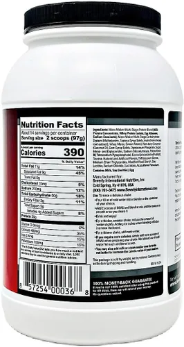 Vista 3 de Beverly International Mass Maker Ultra Chocolate, 14 Servings, 3lb. Build Lean Mass Like a Pro. Milk Protein Isolate, Whey Protein Isolate + Egg.