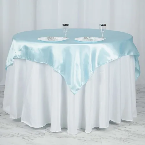 Vista 33 de Efavormart Paquete de 5 Sobremanteles Cuadrados de Satén de 60" para Decoraciones de Mesa de Bodas, Catering y Fiestas, Cubierta de Mantel Negro