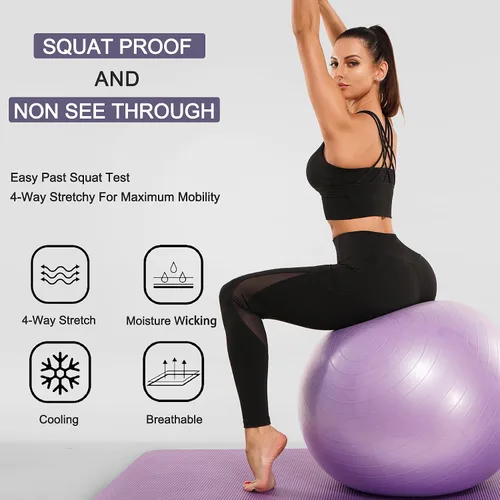Vista 4 de TrainingGirl Leggings de malla para mujer, pantalones de yoga de cintura alta, leggings estampados para correr, gimnasio, deportes, mallas
