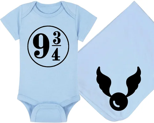 Vista 7 de Sombrero de bebé Wizard - Chosen One (tela negra - diseño dorado)