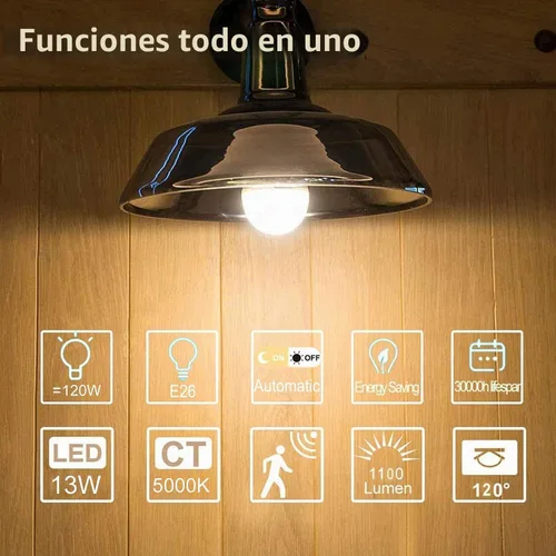 Vista 7 de Bombillas con sensor de movimiento, 100W Eq., E26, 110-130V, 5000K Blanco frío