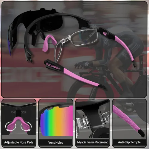 Vista 3 de ROCKNIGHT Gafas de sol deportivas polarizadas de alta definición, para ciclismo, conducción, béisbol, exteriores, ultraligeras, TR90, marco grande