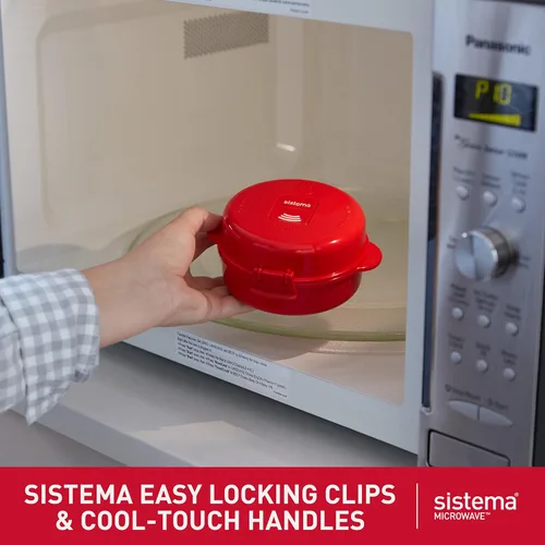 Vista 4 de Sistema 1117 Utensilio de cocina para cocinar huevos de manera fácil en el microondas, color rojo