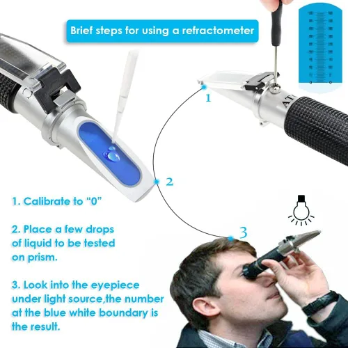 Vista 3 de Agriculture Solutions Refractómetro de salinidad para agua de mar y acuario marino de pesca 0-100 PPT con compensación automática de temperatura