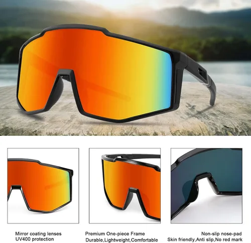 Vista 3 de Karsaer Vision - Gafas de sol deportivas envolventes con visera de los años 80, lentes de sol de béisbol para jóvenes, niños, adolescentes, niños