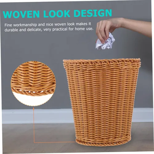 Vista 7 de LABRIMP Cesta de basura plástica tejida organizador de almacenamiento Home Office Basket Willow