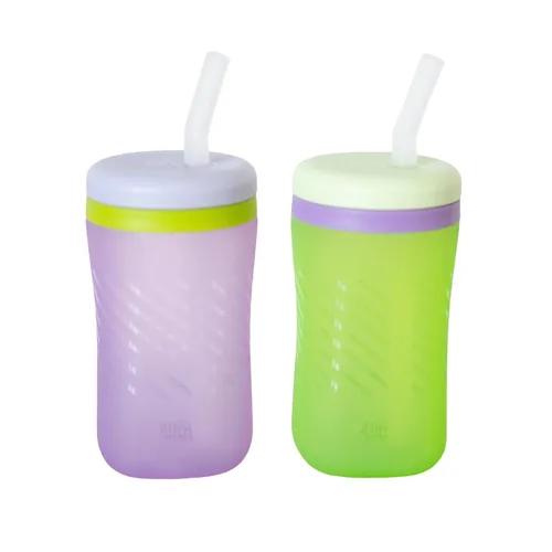 Vista 13 de The First Years Squeeze & Sip - Vasos con pajita para niños pequeños, taza de transición exprimible con popote de silicona, suministros