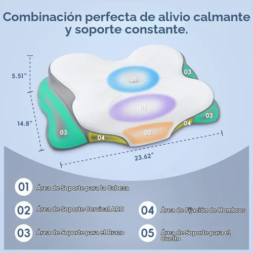 Vista 2 de Almohada cervical para el cuello, almohada de espuma viscoelástica Blanco