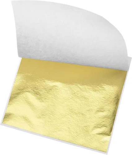 Vista 7 de MECCANIXITY Hoja de hoja dorada, papel de hoja negra, 3.3 x 3.1 pulgadas para decoración artística, esculturas, pintura, paquete de 100