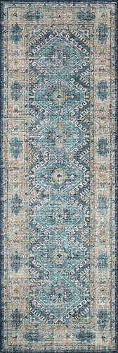 Vista 6 de Loloi Colección Skye SKY-03 - Alfombra de pasillo, 2'-6" x 12'-0", denim/natural SKY-03 Printed Approx. 3x12 Blue Hallway Entryway Kitchen