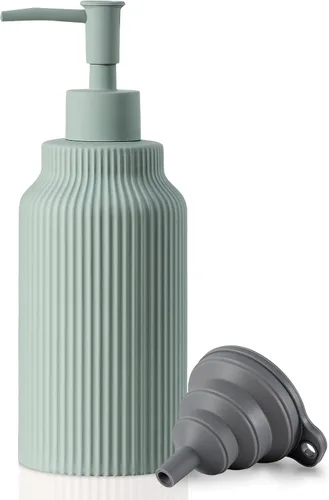Vista 8 de Dispensador de jabón de cerámica moderno para baño, dispensador de loción de manos de cerámica suave al tacto de 14 onzas con bomba, dispensador