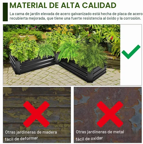 Vista 7 de Kit de Cama de Jardín Elevada, Macetero Galvanizado de 5x5x1 pies, Cajas de Jardín Elevado Altas para Exteriores, Camas de Jardín Elevado de Metal