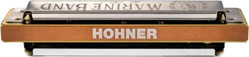 Vista 4 de Hohner Marine Band 1896 Classic Harmonica - Paquete de llave de C # con funda, calcomanías para llaves, manual de instrucciones y paño de pulido