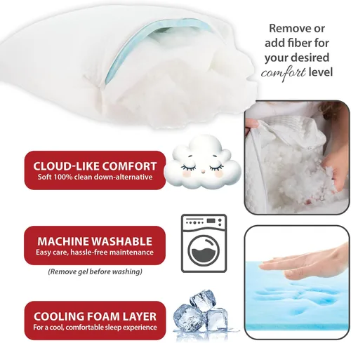 Vista 6 de Core Products Almohada ajustable: loft personalizable con relleno alternativo para dormir de lado, espalda o estómago; espuma viscoelástica de gel