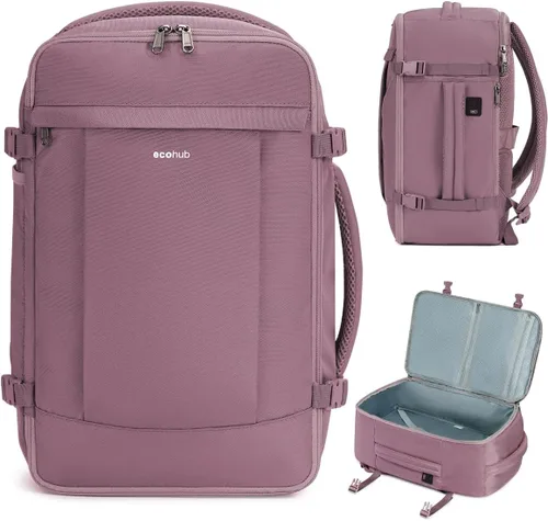 Vista 14 de ECOHUB Mochila de Viaje Aprobada para Aerolíneas, Bolsa de Artículos Personales, Mochila de Mano Negro