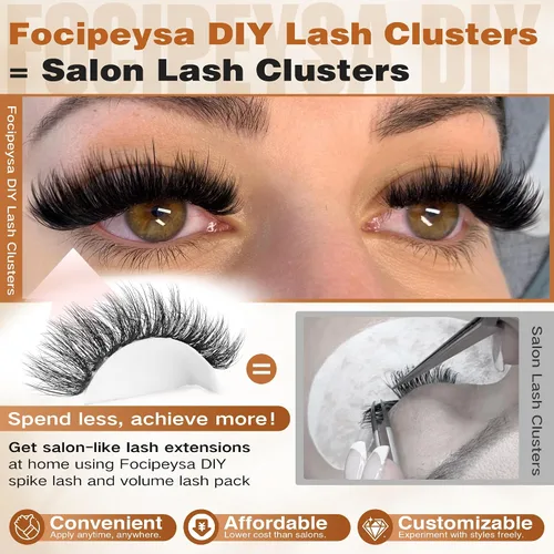 Vista 2 de Racimos de Pestañas de Volumen Completo DIY Extensión de Pestañas 10-18MIX Racimos de Pestañas Curvadas en D 200D Pestañas Individuales Onduladas