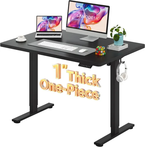 Vista 41 de SANODESK Escritorio Eléctrico de Pie de 40 x 24 pulgadas, Superficie de Una Pieza, Escritorio de Altura Ajustable con Controlador de 6 Botones Marco